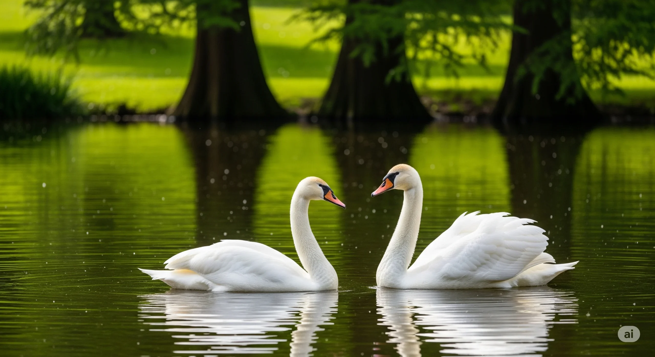Pair of Swans or Love Birds