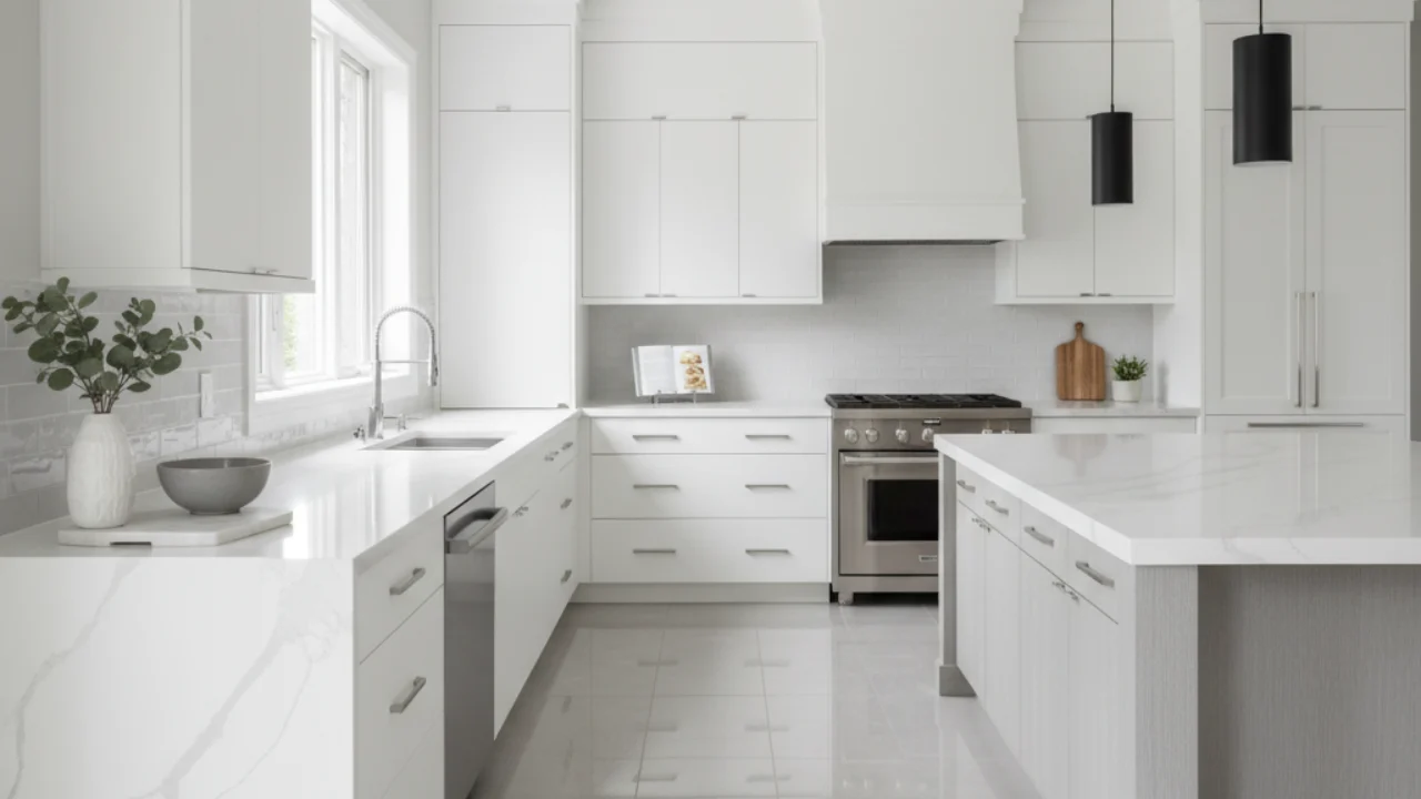 Modern Kitchen Design with White and Gray Color Combination