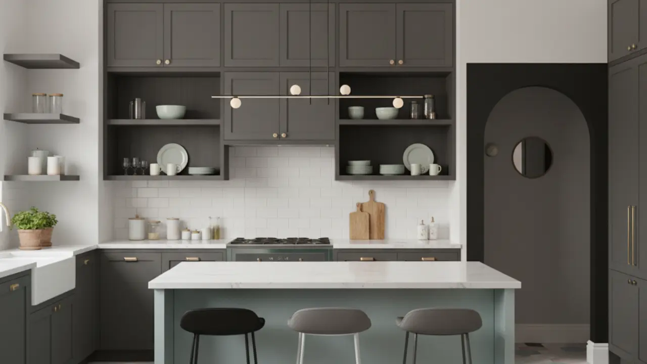 Modern Kitchen Design with Monochrome Color Combination
