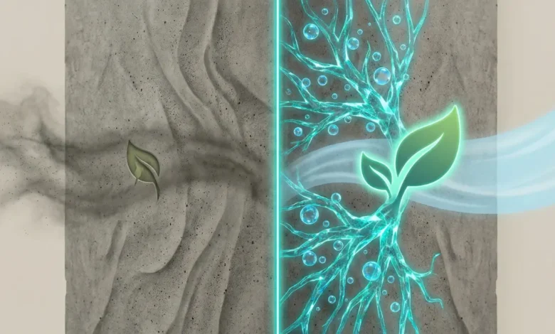 Concrete in buildings helps absorb carbon emissions through natural carbonation process