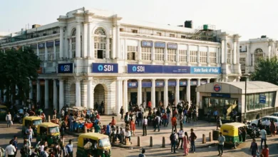State Bank of India branch building after SBI reduces lending rate by 25 basis points following RBI rate cut