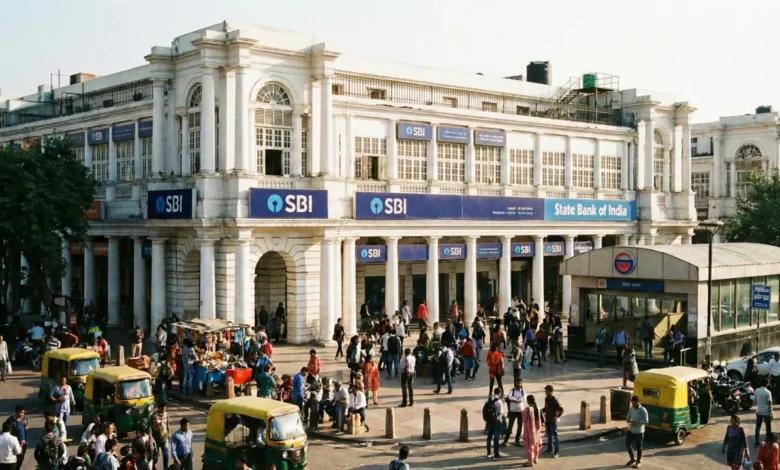 State Bank of India branch building after SBI reduces lending rate by 25 basis points following RBI rate cut