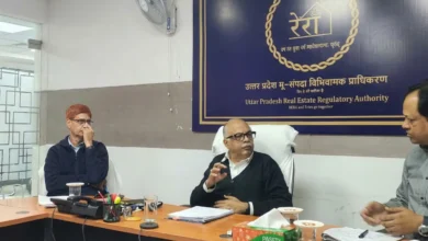 UP RERA officials during a meeting as the authority approves 16 new real estate projects worth ₹3,200 crore