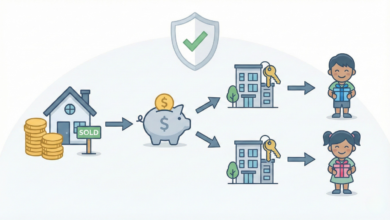 Using house sale proceeds to buy two flats and transfer them to children tax-free