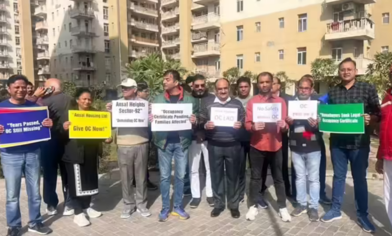 Residents protest over OC delay at Ansal Heights in Gurugram