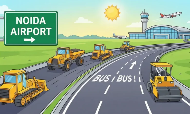 22-lane road and busway project nearing completion near Noida International Airport