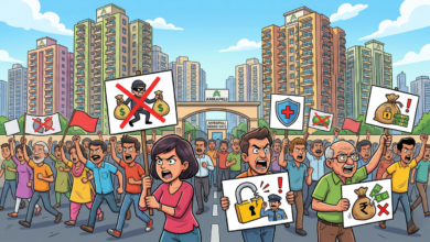 Residents of Amrapali Societies Protest Over Security Scam