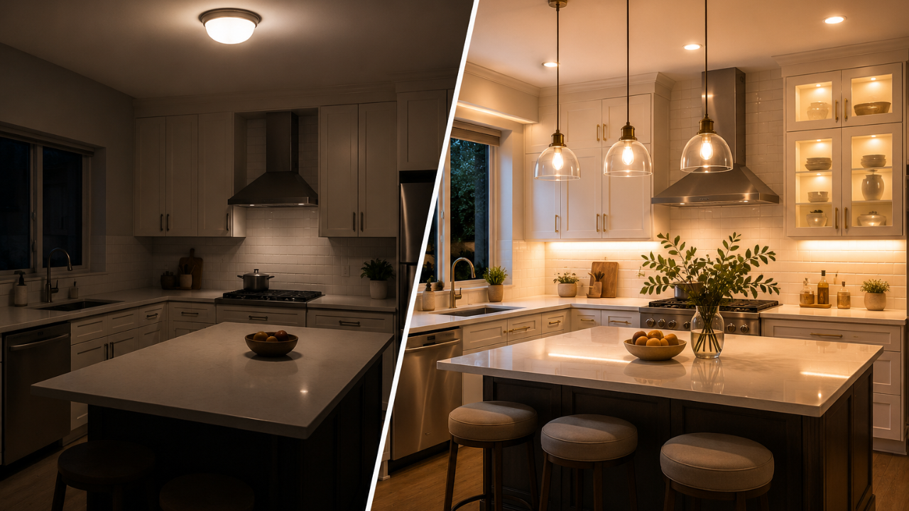 Depending on One Ceiling Light