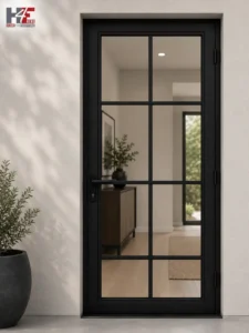 Matte Black Frame Door – Modern Bathroom Door Design