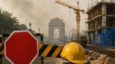 Delhi construction ban from December 10 to January 20, restricting construction and demolition activities during the winter pollution period.