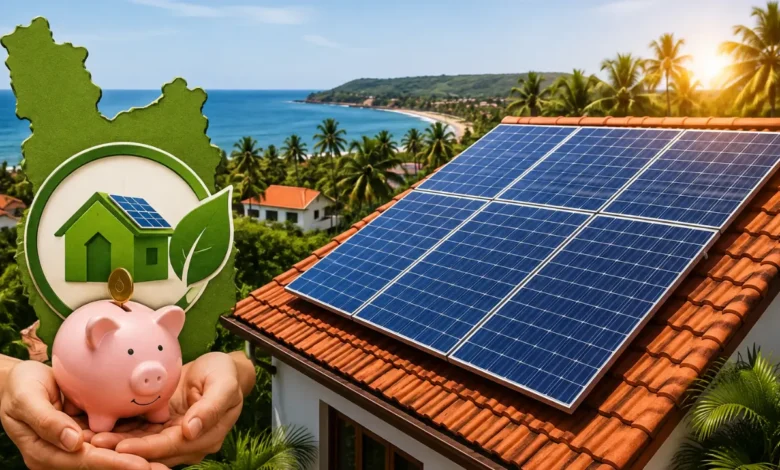 Rooftop solar panels on a home in Goa representing the Goa rooftop solar subsidy scheme offering up to 50% subsidy for solar installation.