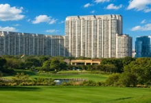 Luxury residential towers at DLF The Dahlias in Gurugram, linked to Manav Sardana’s ₹271 crore penthouse purchase.