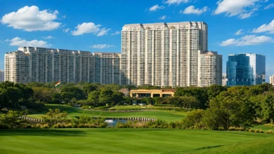 Luxury residential towers at DLF The Dahlias in Gurugram, linked to Manav Sardana’s ₹271 crore penthouse purchase.