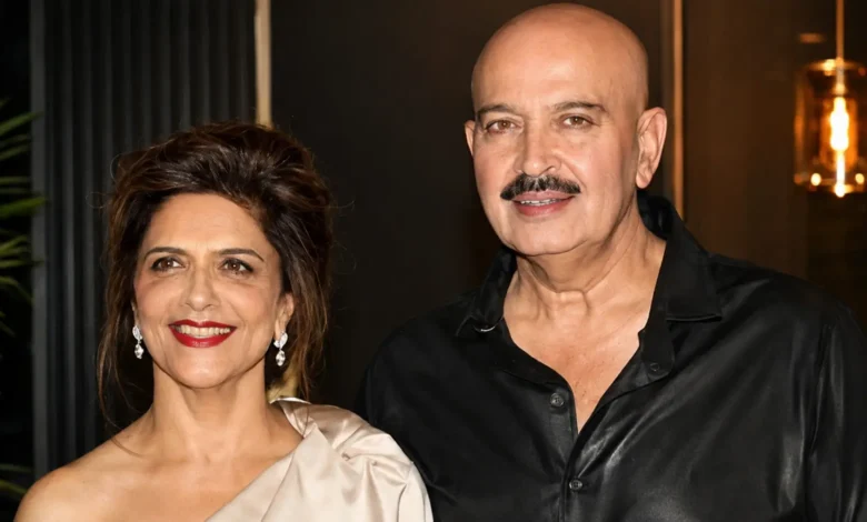 Rakesh Roshan and Pramila Roshan in a family photograph.