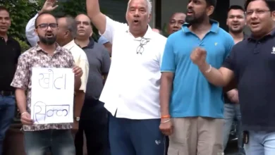 Residents of Sikka Kimaantra Greens in Noida protesting over issues related to their residential society and demanding action from the authorities.