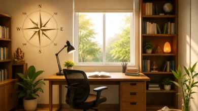 Vastu tips for study room showing the best direction and study table placement to support focus, concentration and learning.