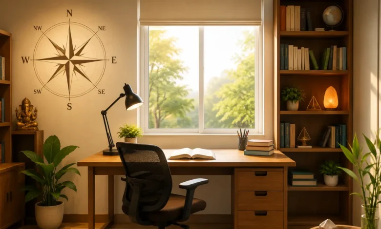 Vastu tips for study room showing the best direction and study table placement to support focus, concentration and learning.