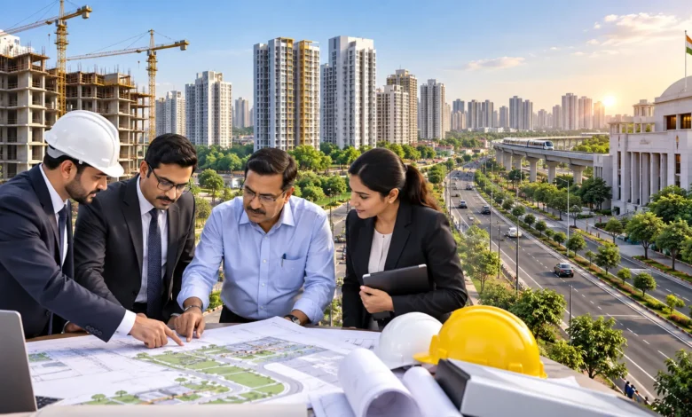 Real estate developers and municipal authorities discussing collaboration on urban infrastructure, housing development and civic services.