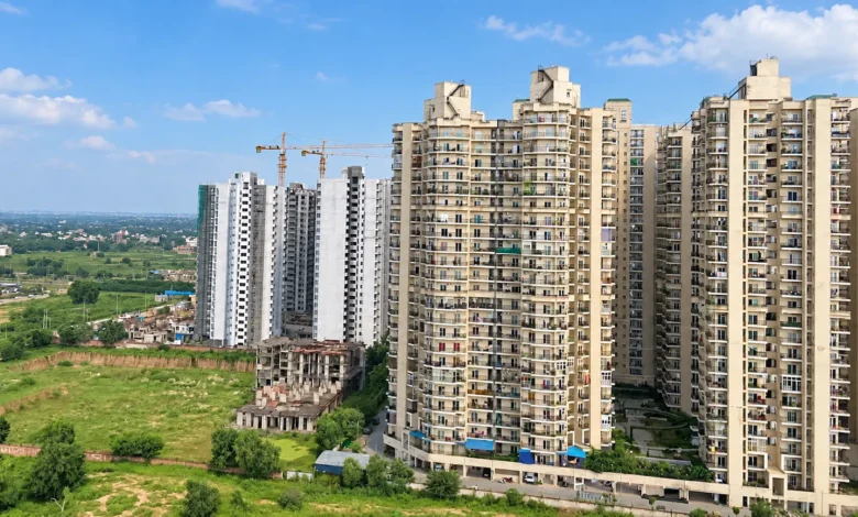 Mahagun Mantra 1 residential apartment project in Greater Noida West, featuring modern housing towers and residential amenities.