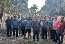 Prateek Laurel residents in Sector 120, Noida, opposing the proposed sewage treatment plant (STP) in the society’s green belt.